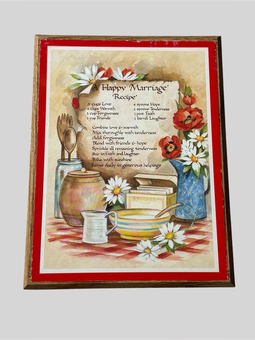 Vintage “A Happy Marriage Recipe” Decorative Plaque